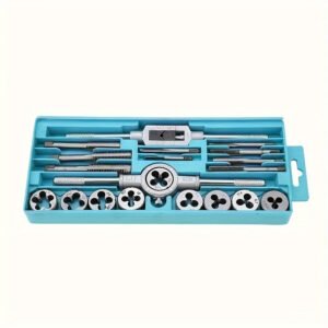 20pcs Metric Tap and Die Set - Sizes M3 to M12, Includes Wrench Handle & Storage Box for Easy Threading