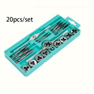 20pcs Metric Tap and Die Set - Sizes M3 to M12, Includes Wrench Handle & Storage Box for Easy Threading