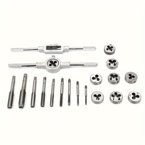 20pcs Metric Tap and Die Set - Sizes M3 to M12, Includes Wrench Handle & Storage Box for Easy Threading