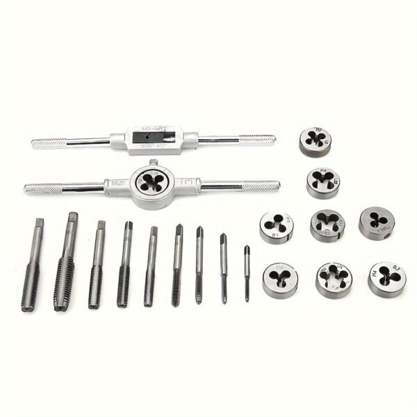20pcs Metric Tap and Die Set - Sizes M3 to M12, Includes Wrench Handle & Storage Box for Easy Threading - Image 4
