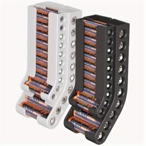 CAYFI Wall-Mounted Battery Storage Organizer for AA & for AAA Batteries - Durable Plastic, Space-Saving Dispenser with First-In-First-Out Design, Holds Total of 20 Batteries, Ideal For Home Organization