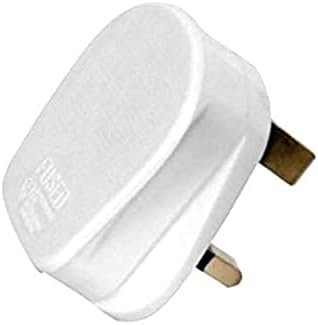 RR Fused 13A Plug Top UK 3Pin British Connector Cord - White