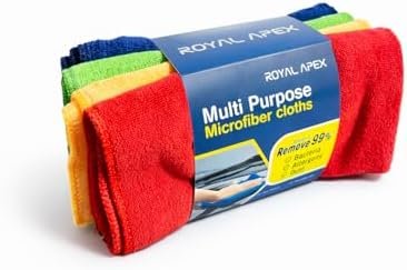 Royal Apex Multipurpose Microfiber Cleaning Cloth Towels 40×40cm – 400 GSM, Streak-Free, Super Absorbent and Washable Cloth Duster for Car, House, Kitchen, Windows etc. – Pack of 4 (Multicolor)