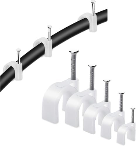 Melfi 100pcs Electrical Cable Wire Round Clips, Steel Nails Tacks Holder for Organizing Electric Wires Cables Lines - White (6mm) - Image 4