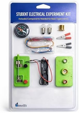 Melfi Student Electrical Experiment Kit | Basic Electric Circuit Learning STEM Kit with Switch, Bulb, Battery Holder, Wires and Compass | Science Educational Kit for School Projects