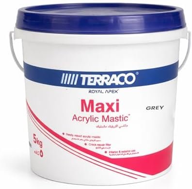 Royal Apex Terraco Maxi Acrylic Mastic Crack Repair Filler, Ready Mixed Waterproof Flexible Sealant for Interior & Exterior Walls, Concrete & Joints (Grey Gallon)