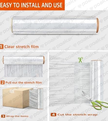 Royal Apex Heavy Duty Stretch Film Wrap – Industrial-Strength Plastic Shrink Wrap for Pallets, Packing, Moving, and Storage – Clear and Black | Durable Protective Wrap (CLEAR PACK OF 1) - Image 4