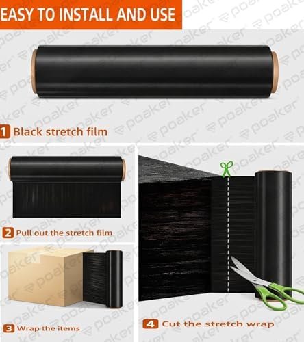 Royal Apex Heavy Duty Stretch Film Wrap – Industrial-Strength Plastic Shrink Wrap for Pallets, Packing, Moving, and Storage – Clear and Black | Durable Protective Wrap (BLACK PACK OF 1) - Image 4