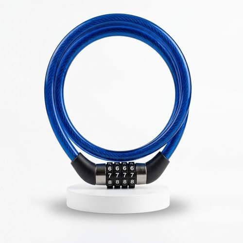 Biella Bicycle Combination Lock 80CM Cable Lock, 4-Digit Resettable Number Lock, Heavy Duty Anti-Theft Security Lock for Bike, Scooter, Motorcycle and Outdoor Use.