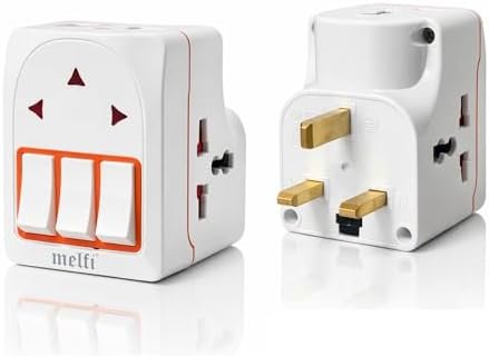 Melfi UK Type-G 13A Universal 3-Pin Multi Plug Socket with Individual Switch – Flat Pin Power Adapter Converter with Surge Protection for UK, Hong Kong, London & Ireland Buy Online at Best Price in UAE - Amazon.ae