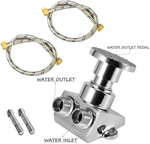 Biella Pedestal Hands Free Foot Pedal Faucet Set Floor Mount Foot Control Tap Single Pedal Switch Valve Stainless Steel Foot Operated Tap for Bathrooms, Kitchen, Salons, Clinics and Labs. - Image 3