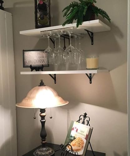 Poaker Heavy Duty Floating Shelf Brackets – Black Steel Wall-Mounted Shelf Supports with Screws and Wall Anchors, L-Shaped Brackets for Wood Shelves, Kitchen, Garage & Office (Set of 2) (20X12CM) - Image 3