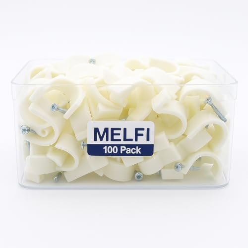 Melfi 100pcs Electrical Cable Wire Round Clips, Steel Nails Tacks Holder for Organizing Electric Wires Cables Lines - White (16mm) - Size : 16mm