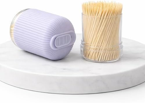 Biella™ Bamboo Wooden Toothpicks - Double Sided Round Bamboo Sticks - Toothpick Dispenser for Teeth, Food Pick Appetizers, Fruits & DIY Craft (PACK OF - 3)