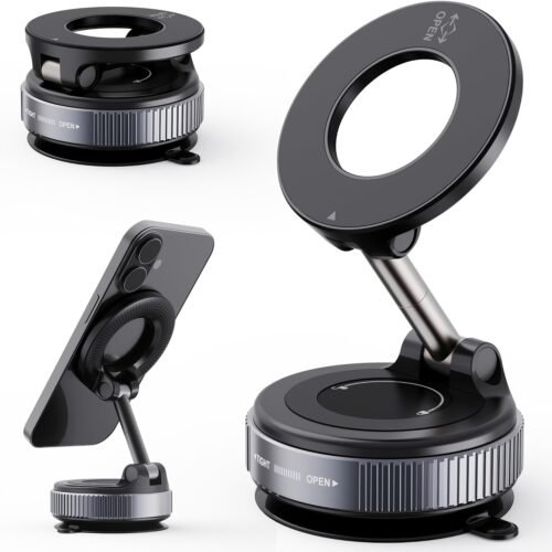 Enhanced Magnetic Phone Holder for with 360° Rotation And 43.54KG Strong Suction Cup, Compatible with Magsafe, Suitable For, Gyms, And Mirrors for Both for Iphone And Android Devices