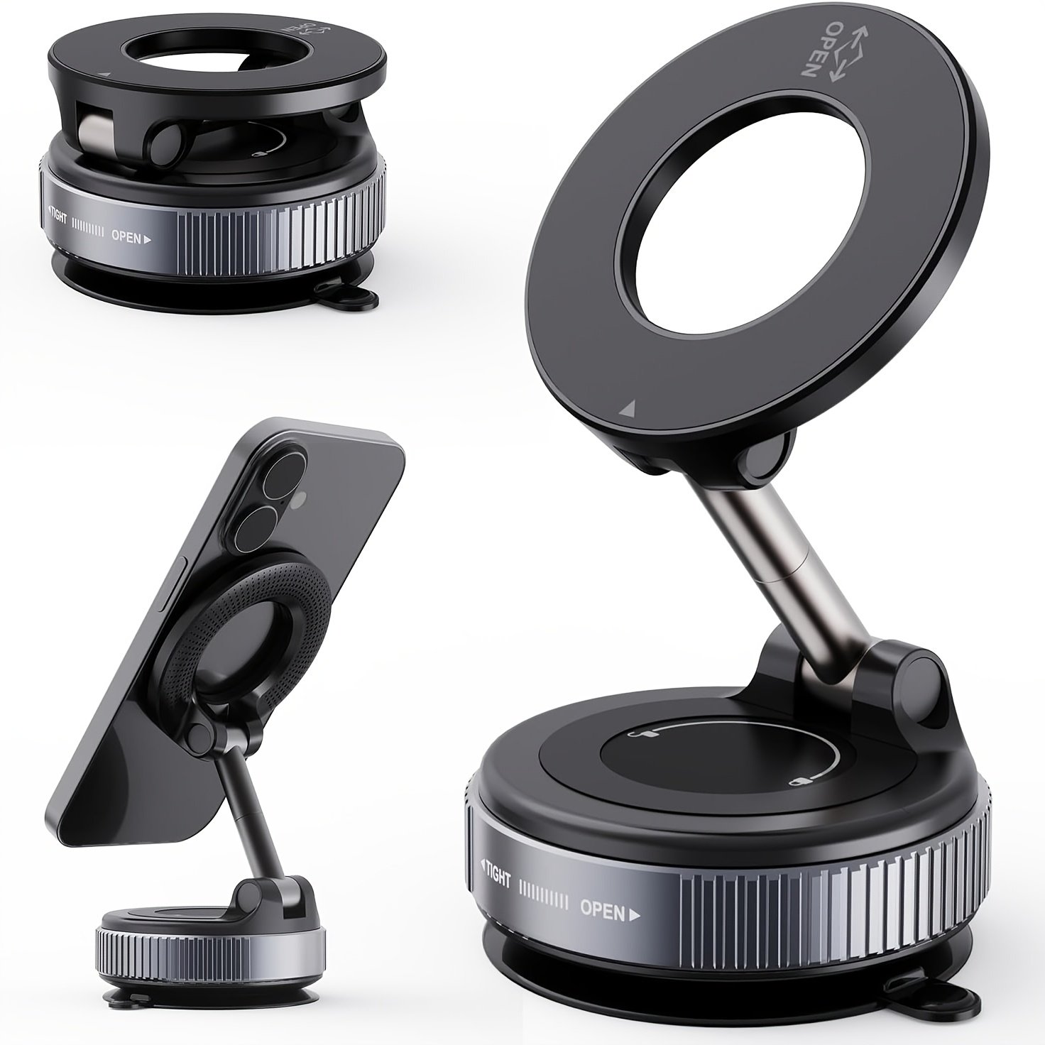 Enhanced Magnetic Phone Holder for with 360° Rotation And 43.54KG Strong Suction Cup, Compatible with Magsafe, Suitable For, Gyms, And Mirrors for Both for Iphone And Android Devices