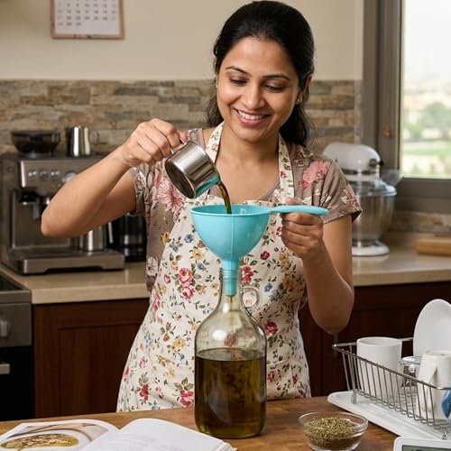 Royal Apex Plastic Funnel with Handle for Kitchen Use, Small Oil and Liquid Pouring Funnel, Multi-Purpose Household Tool for Bottles, Wine, Oil Pot and Liquid Dispensing (MEDIUM) - Image 4