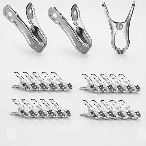 Biella 20 Pack Garden Clips Stainless Steel Strong Grip Clamps for Plant Covers, Row Cover Netting, Shade Cloth, Greenhouse Hoops Support Clips
