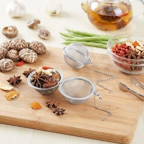 Biella Stainless Steel Tea Ball Strainer Mesh Infuser with Chain Hook, Reusable Loose Leaf Tea and Spice Filter, Durable Herbs Seasoning Infuser - Image 4