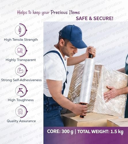 Royal Apex Heavy Duty Stretch Film Wrap – Industrial-Strength Plastic Shrink Wrap for Pallets, Packing, Moving, and Storage – Clear and Black | Durable Protective Wrap (CLEAR PACK OF 1) - Image 5