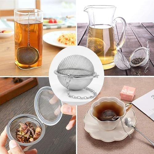 Biella Stainless Steel Tea Ball Strainer Mesh Infuser with Chain Hook, Reusable Loose Leaf Tea and Spice Filter, Durable Herbs Seasoning Infuser - Image 5