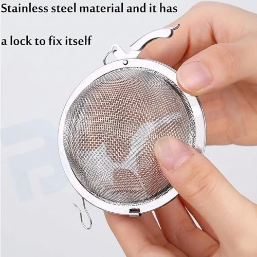 Biella Stainless Steel Tea Ball Strainer Mesh Infuser with Chain Hook, Reusable Loose Leaf Tea and Spice Filter, Durable Herbs Seasoning Infuser - Image 3