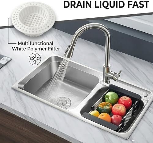 Biella 4 PCS Drain Filter Set for Kitchen and Bathroom Sinks, 70mm and 60mm Sizes, Anti-Clogging Mesh Strainer Basket, Durable Plastic Hair Catcher - Image 4