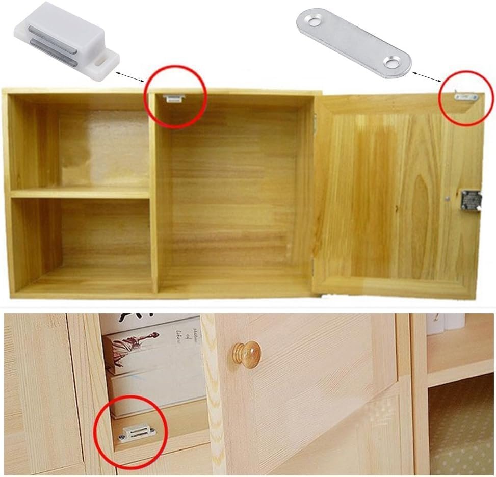 Royal Apex Pack of 1 Cabinet Magnetic Catch with Screws Magnetic Closure for Furniture, Cupboard, Wardrobe, Drawers and Doors White Door Closer Latch - Image 4