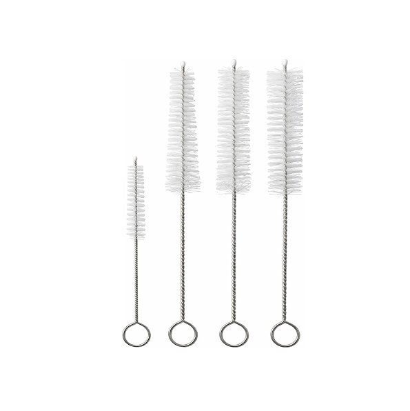 Biella Bottle Cleaning Brush Set – Long Handle Nylon Tube Brushes for Bottles, Water Bottles, Straws and Narrow Neck Containers | Stainless Steel Handle