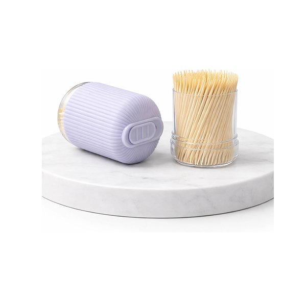 Biella™ Bamboo Wooden Toothpicks - Double Sided Round Bamboo Sticks - Toothpick Dispenser for Teeth, Food Pick Appetizers, Fruits and DIY Craft (PACK OF - 3)