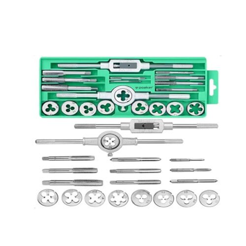 Poaker 20-Piece Metric Tap and Die Set M3–M12 – Thread Cutter Set with Drill for Internal and External Threading – Tap Die Kit for Engines, Automotive, Plumbing and Home Repair Tasks