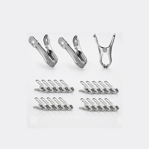 Biella 20 Pack Garden Clips Stainless Steel Strong Grip Clamps for Plant Covers, Row Cover Netting, Shade Cloth, Greenhouse Hoops Support Clips