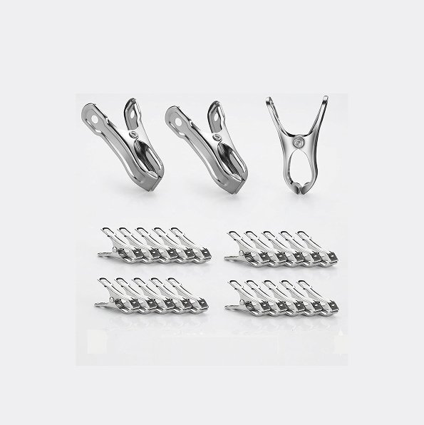 Biella 20 Pack Garden Clips Stainless Steel Strong Grip Clamps for Plant Covers, Row Cover Netting, Shade Cloth, Greenhouse Hoops Support Clips