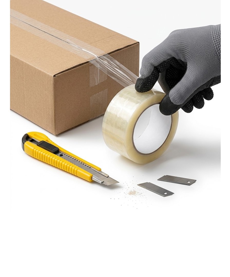 Biella Utility Knife with Clear Tape (1 PCS), Retractable Box Cutter for Cartons, Cardboard and Boxes, 18mm Wide Razor-Sharp Blade, Smooth Slide Mechanism, Ideal for Office and Home Use - Image 3
