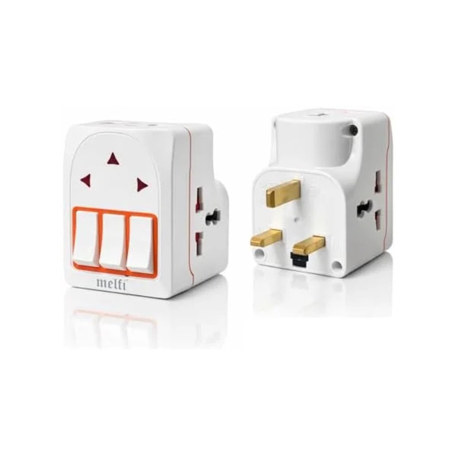 Melfi UK Type-G 13A Universal 3-Pin Multi Plug Socket with Individual Switch – Flat Pin Power Adapter Converter with Surge Protection for UK, Hong Kong, London & Ireland.