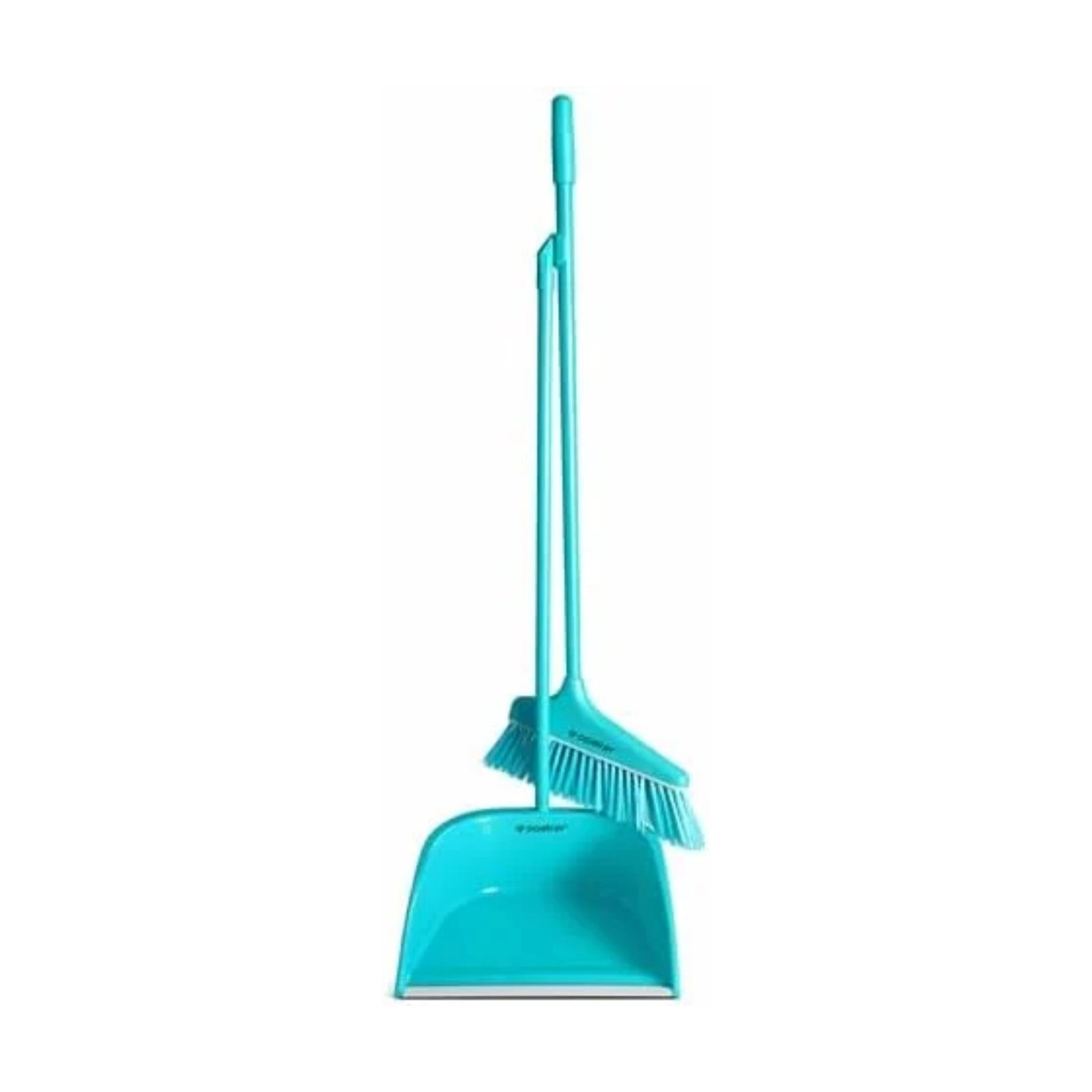Poaker Broom and Dustpan Set – Upright Standing Cleaning Set with Anti-Slip Handle, Large Dustpan with Rubber Edge, Space-Saving Broom; Dustpan Combo for Home Kitchen Office Cleaning
