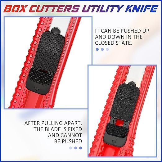 POAKER Utility Knife 18 mm Wide Blade Plastic Cutter Retractable Compact Extended Safe Use for Office Studio Home Arts Crafts Handwork, (PACK OF 4) - Image 2