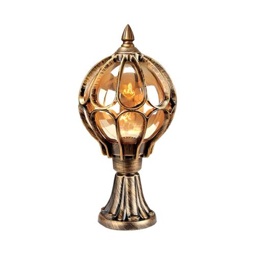 Melfi Outdoor Bollard Pillar Light - Globe Post Lamp for Outdoor Safety, Spherical Glass Floor Lamp, E27 Decor Column Lantern for Wall, Fence, Lawn and Street (Bulb Not Included)