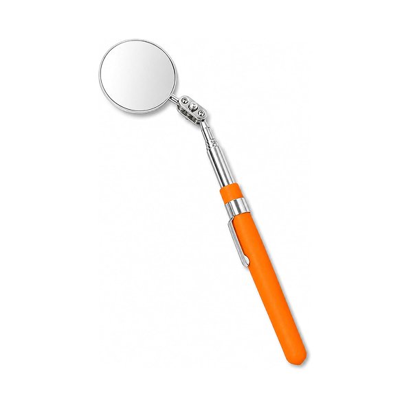 POAKER Telescopic Inspection Mirror with 50mm Swivel Mirror Head, Extendable 24-Inch Handle, Cushion Grip Steel Tool for Automotive, Garage and Mechanical Repair