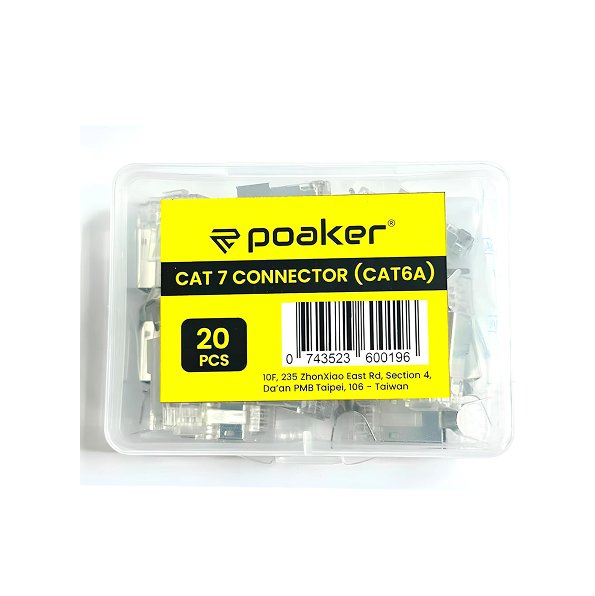 20PCS Cat7 RJ45 Connectors – 2-Piece Metal Shielded FTP 8P8C Modular Plugs, Compatible with Cat7/Cat6A Ethernet Cables for High-Speed Network Applications