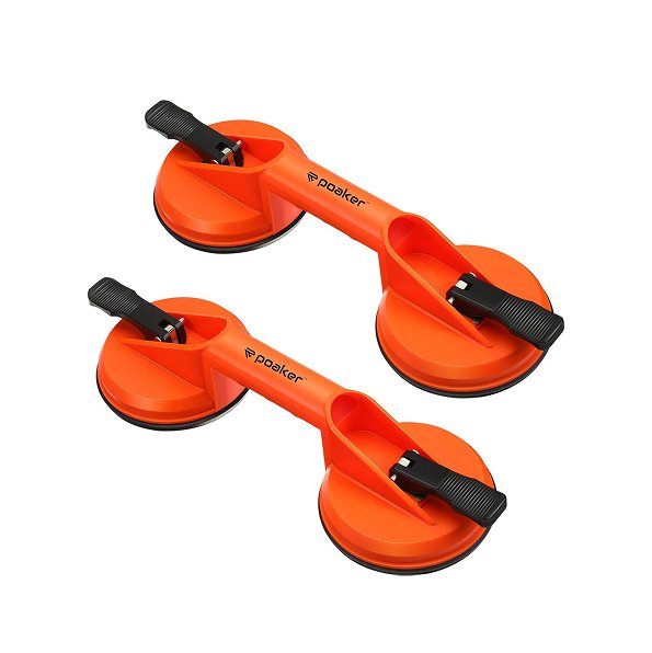 2pcs Heavy Duty PVC Handle Dual Suction Cup Lifters Strong Vacuum Grip for Car Dent Puller, Glass, Granite, Mirrors and Tile Lifting, Moving and Repair – Reliable Handle Lifters