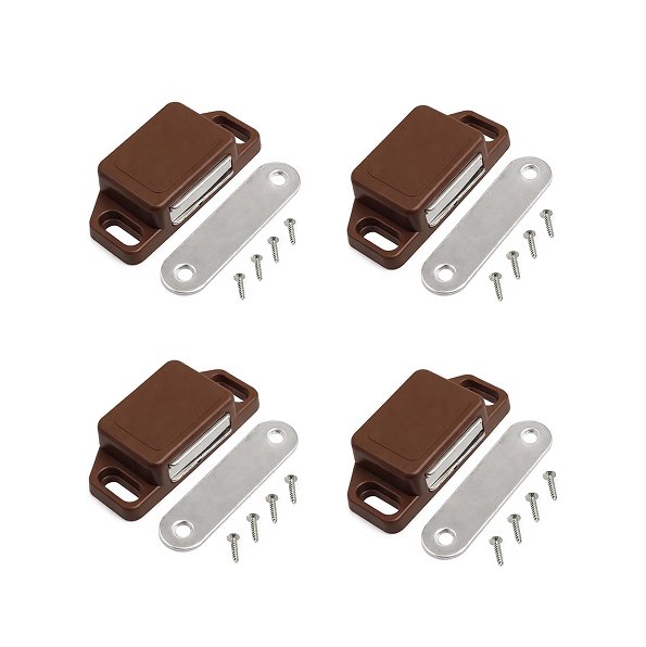 Royal Apex Magnetic Cabinet Door Catch with Screws – Brown Magnetic Latch for Cupboards, Wardrobes, Drawers and Furniture