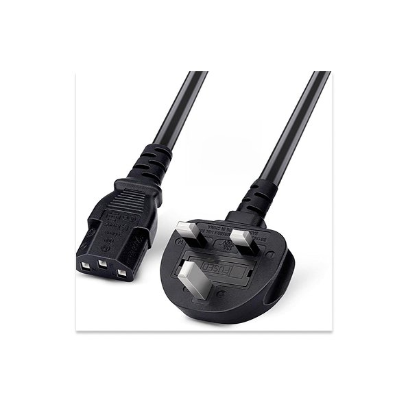 MELFI British Standard Extra Heavy Duty Power Cable Type G Plug to IEC C13, Pure Copper 3x1.5mm² 16AWG AC Power Cord with Fuse, 13A 250V for Computer, Kettle, Printer, Appliances