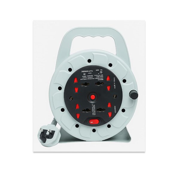 Royal Apex 10mtr Extension Lead Cassette Reel – Heavy-Duty 4 Way 13A Universal Socket with Power Switch, Thermal Cut-Out, Fuse Protector and Winding Handle