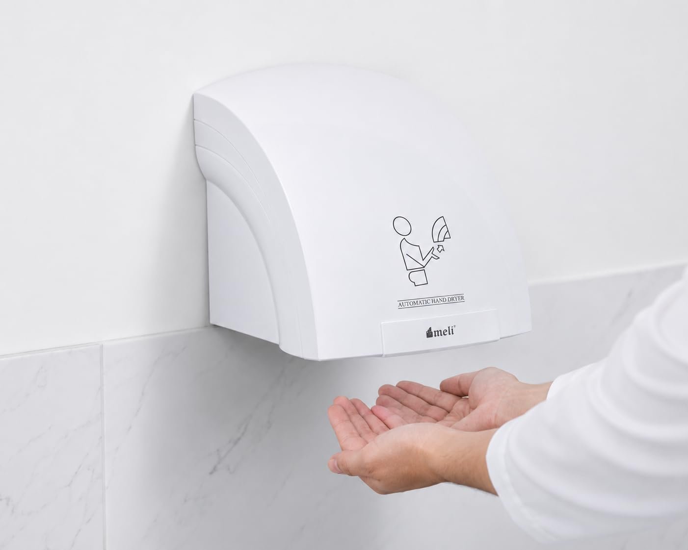 Melfi Automatic Hand Dryer 1800W, High-Speed Wall-Mounted Electric Hand Dryer with Constant Temperature Airflow, Touch-Free Sensor Dryer for Commercial Restrooms, Offices and Public Washrooms - Image 3