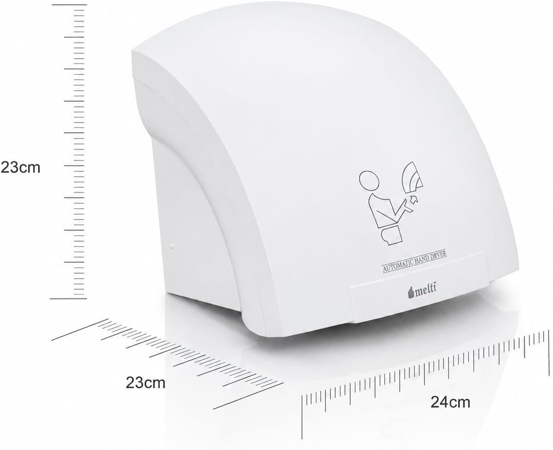 Melfi Automatic Hand Dryer 1800W, High-Speed Wall-Mounted Electric Hand Dryer with Constant Temperature Airflow, Touch-Free Sensor Dryer for Commercial Restrooms, Offices and Public Washrooms - Image 2