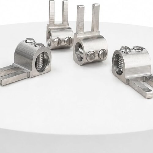 Melfi Double Pin Earth Connector 16mm | Heavy Duty Earthing Connector Clamp | Nickel Plated Brass/Copper Grounding Connector for Electrical Panels, Generators and Solar Grounding Systems | Pack of 4