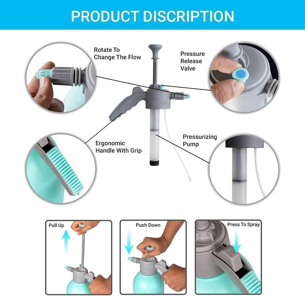 Biella 2L Garden Sprayer – Versatile pump pressure bottle for watering plants, flowers, lawns, and outdoor cleaning. Ideal for spraying herbicides, pesticides, and fertilizers around home or garden. - Image 4
