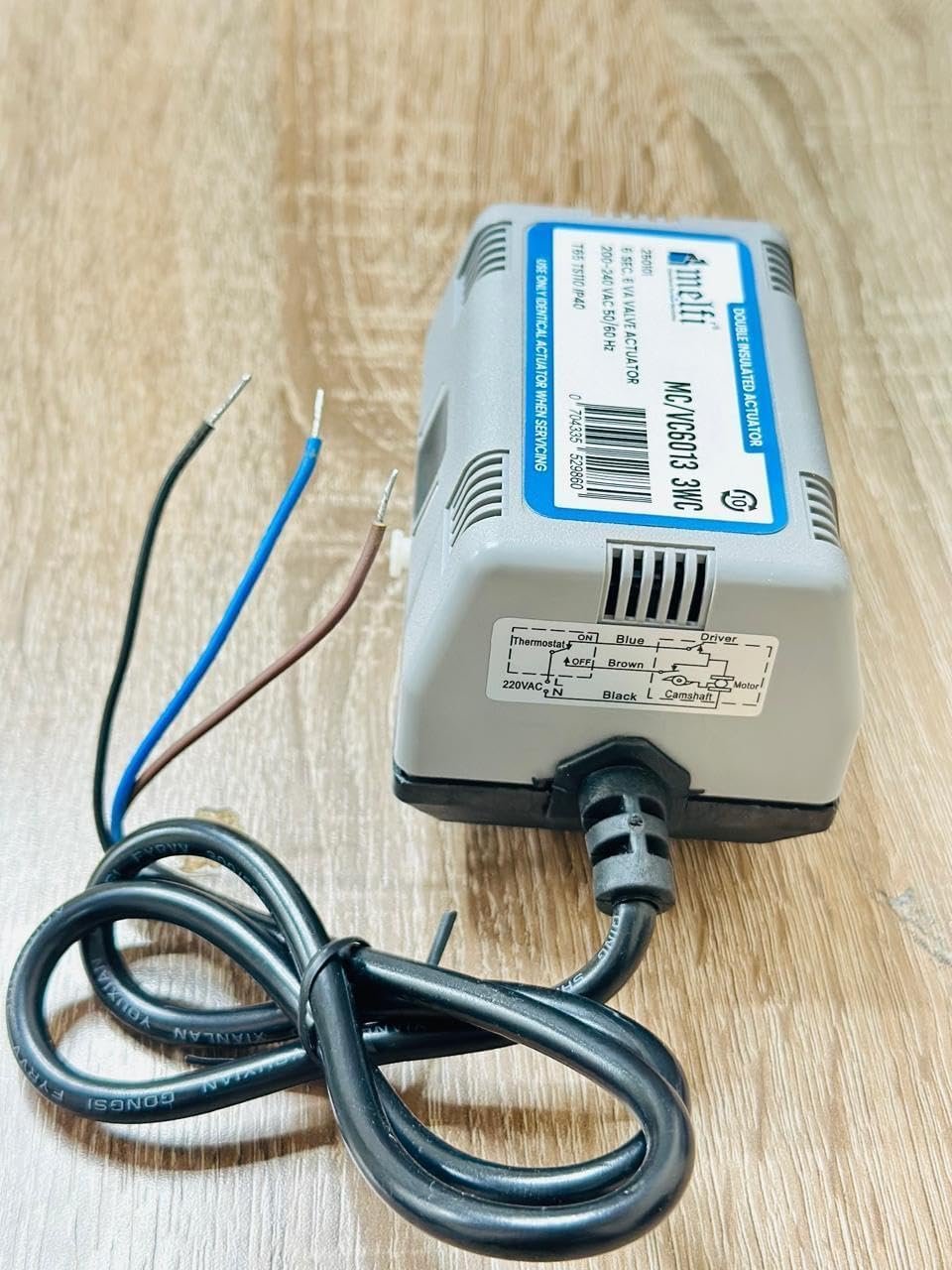Melfi MC/VC6013 Control Actuator Only, 220V AC – Double Insulated Spare Actuator with Cable for Hot and Chilled Water Systems and Zone Valves, Compatible Replacement for Honeywell VC6013 - Image 2