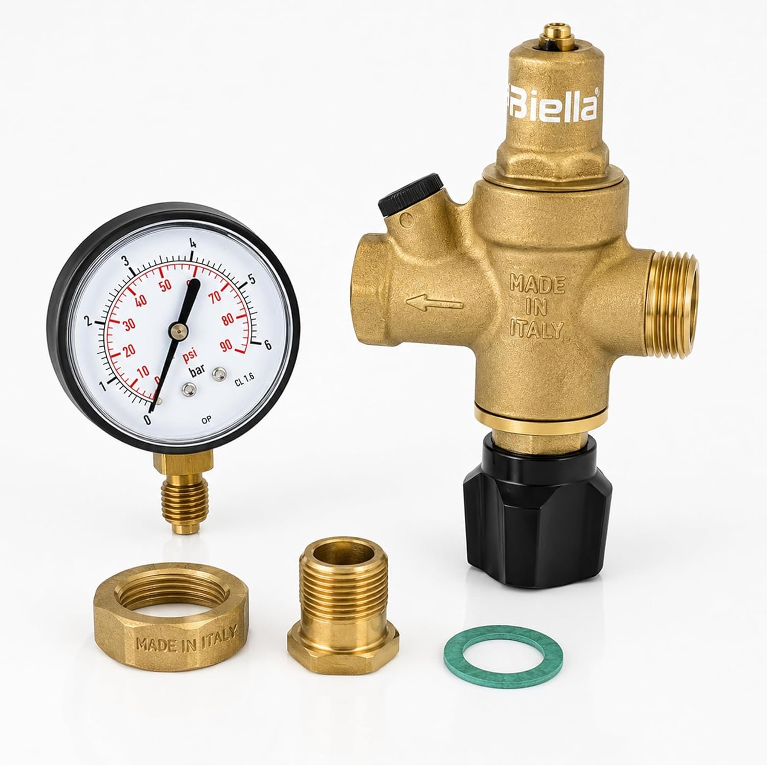 Biella Brass Automatic Solar Water Heater Filling Valve 1/2" – Made in Italy | All-in-One PRV, NRV, Strainer and Shut-Off Valve | Boiler and Solar Water Heater Inlet Filling Valve